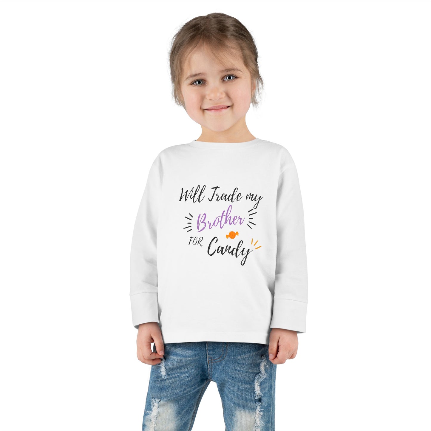 Toddler Long Sleeve Tee - 100% Combed Ringspun Cotton - Unisex Fit - EasyTear Label