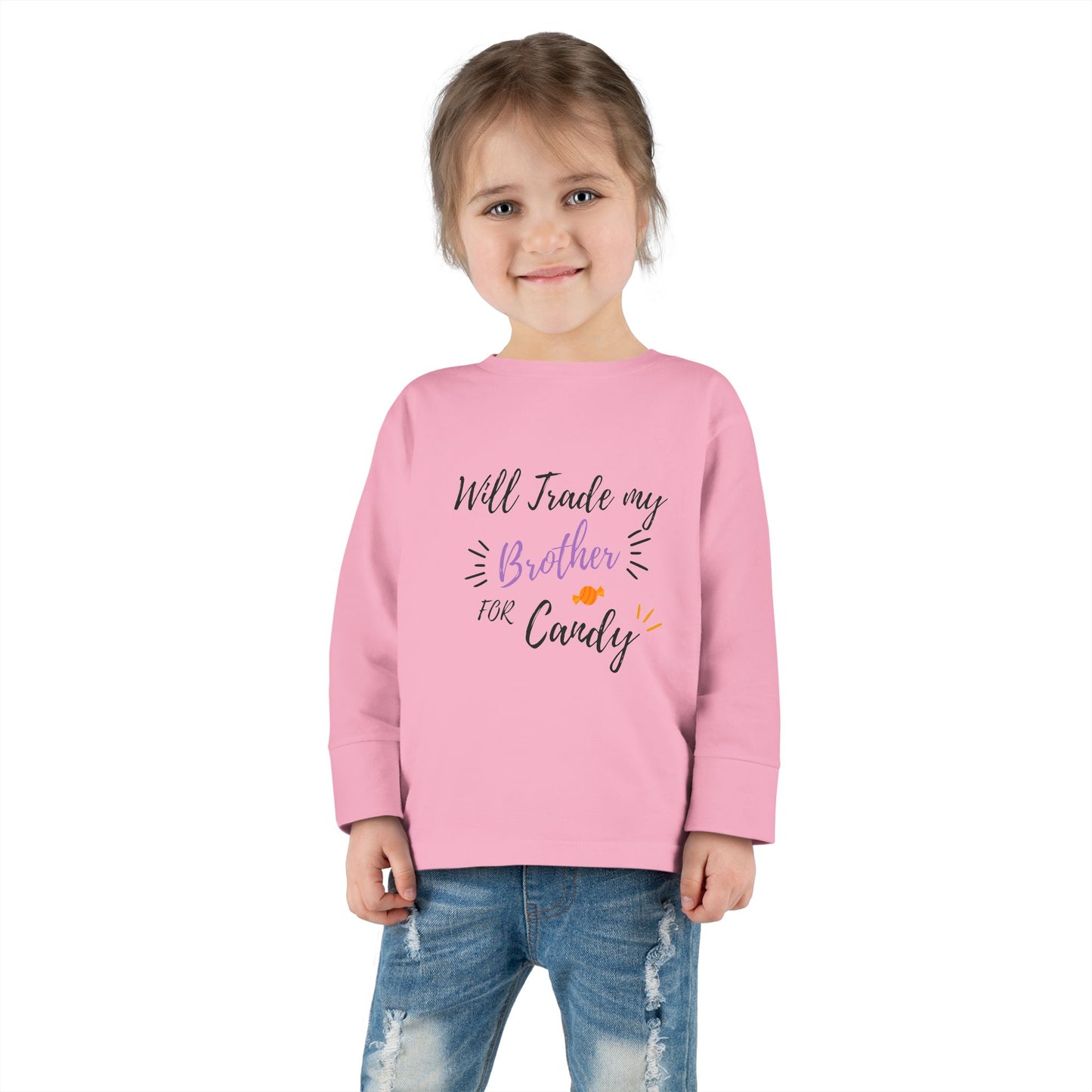 Toddler Long Sleeve Tee - 100% Combed Ringspun Cotton - Unisex Fit - EasyTear Label